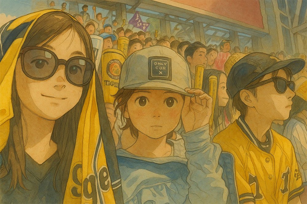 與好友一同在甲子園球場觀賞日本職棒比賽